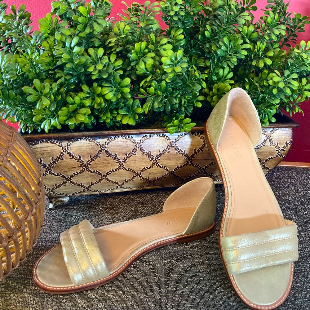 J Crew Gold Open Toe Summer Flat